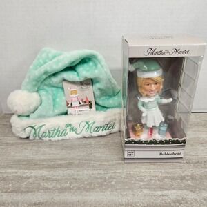 Martha on the Mantel Bobblehead‎ Holiday Tradition Collectible Elf and Hat New